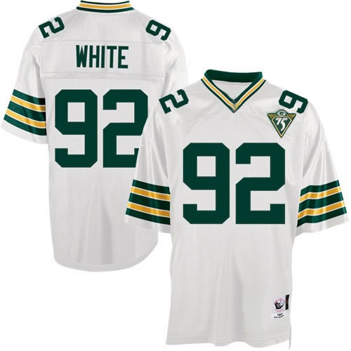 Men's Authentic Reggie White Mitchell and Ness Jersey White Road - #92 Throwback NFL Green Bay Packers